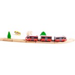 Set trenulet InterCity cu Locomotiva Electrica cu Baterii si sine din lemn 